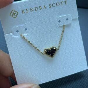 Kendra Scott Gold Necklace with Black Heart Pendant